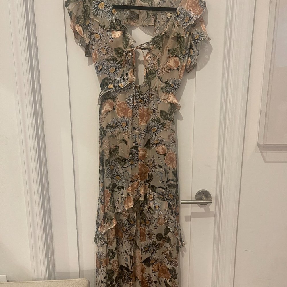 For Love and Lemons Silk Sheer Floral Dress